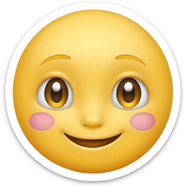 Emoji, yellow round smiling face, virbant bright shy expression sticker