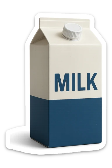 scatola di latte realistica IN ITALIANO, iperrealistico 4k sticker