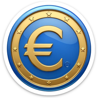 Transparent blue euro coin sticker