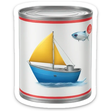 tin can of tuna with a sail boat sticker