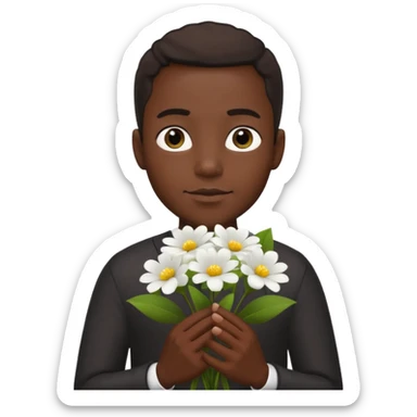 black man holding white flowers in their hands sticker