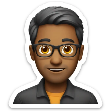 Indian Guy with glasses and laptop sticker