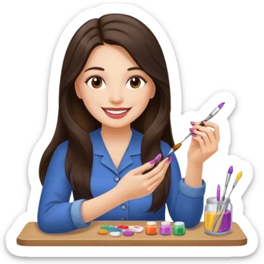 brunette nail artist long haired sticker