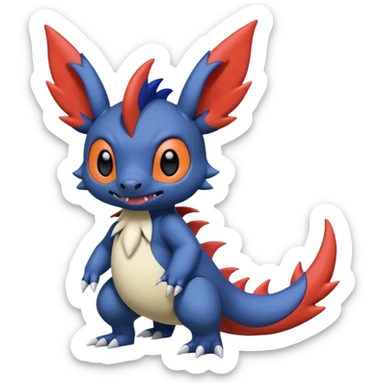 Cute adorable Stitch-Salandit-Noibat-Zangoose-fusion, full body sticker