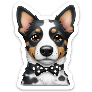 Black and white spotted Australian cattle dog, with bows sticker