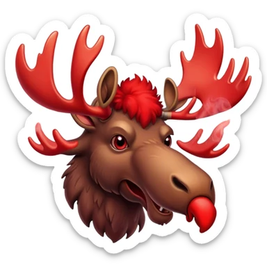 moose angry red smoke  sticker