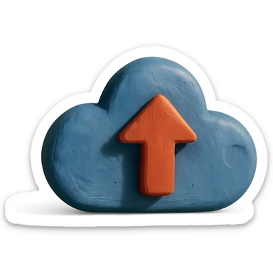cloud storage icon in claymation style, soft, molded, handmade feel sticker
