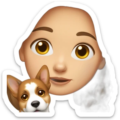 brown hair girl with corgi sticker