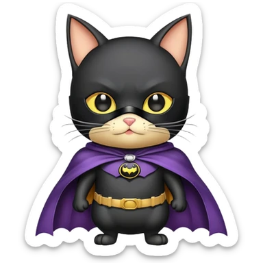 bat man cat with cape and mask sticker