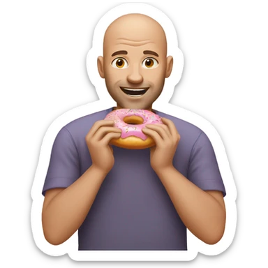 Bald guy eating donut sticker