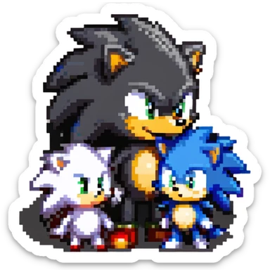 Baby Sonic the Hedgehog, baby Shadow the Hedgehog, and baby Silver the Hedgehog together sticker
