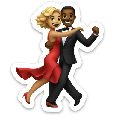 smiling couple in formal attire dancing salsa sticker