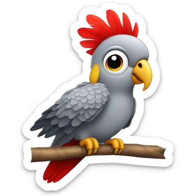 Gray parrot with one red feather on his ass sticker