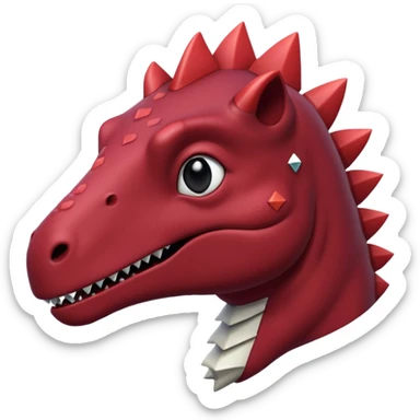 a maroon dinosaur with a Rhombus head and black eyes. sticker