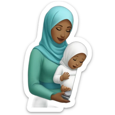 white-hijabi-woman-with-a-baby-boy-in-front-of-a-laptop sticker