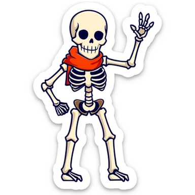 Papyrus from Undertale, tall skeleton with a red scarf, white body armor, orange-red gloves, enthusiastic pose sticker