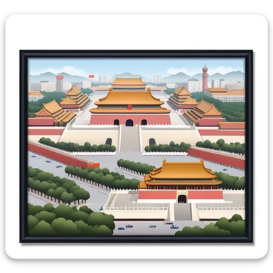 Tiananmen Square, Beijing, Chinese architecture, travel illustration sticker