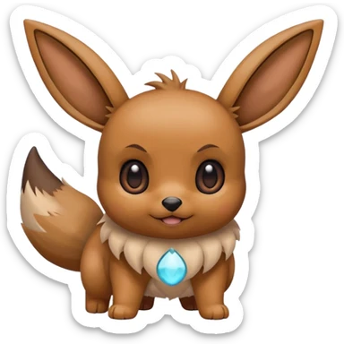 Eevee de Pokémon haciendo una mueca graciosa, estilo emoji divertido sticker