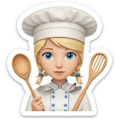 Blonde blue eyed female chef sticker