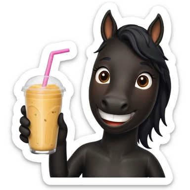 black horse character holding smoothie sticker