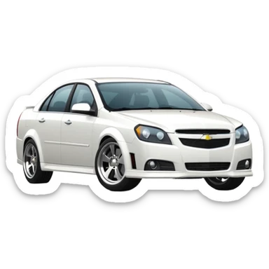 A cinematic, high-detail photograph of a glossy white Chevrolet Optra Magnum sedan with tinted windows and custom alloy rims sticker