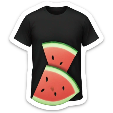 Black Tshirt with an image of a slice of watermelon on it sticker