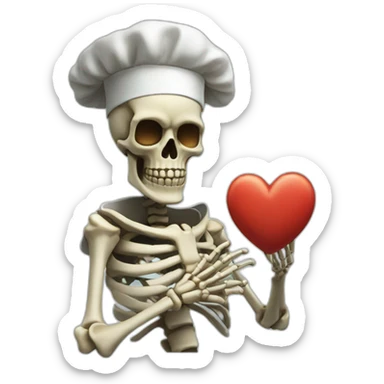 skeleton Chef's Kiss Pinched Finger heart sticker