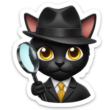 Black cat detective with magnifying glass  sticker