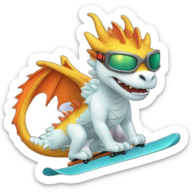 dragon cute skiing sticker