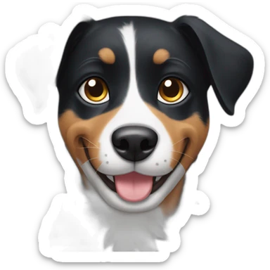 happy black dog next to calico cat sticker