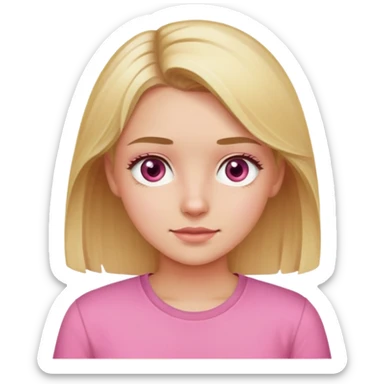 Blonde girl with hazel eyes in a pink shirt sticker