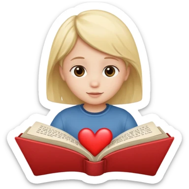 open book with a small child and heart above it sticker