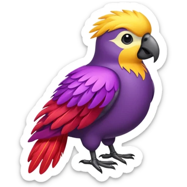 emoji de papagayo morado, rojo y amarillo (sin otros colores) sticker