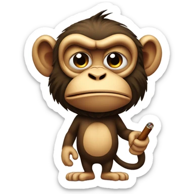Pissed off monkey with cigar sticker