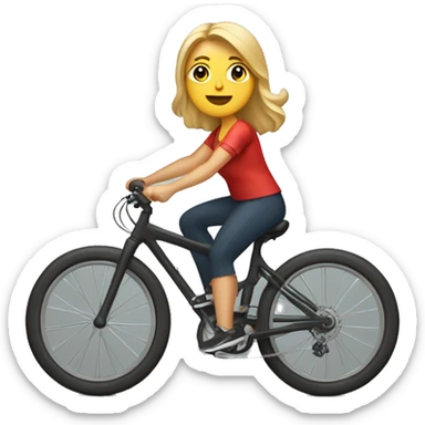 Mujer pecosa rubia en bicicleta de montaña sticker