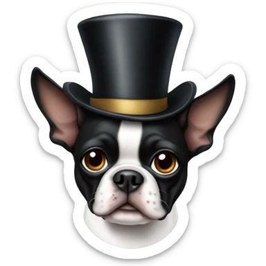 Boston terrier with a top hat sticker