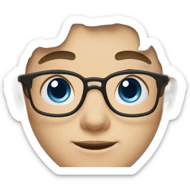 11 year old boy with brown hair and blue eyes with glasses as a fortnight charater sticker