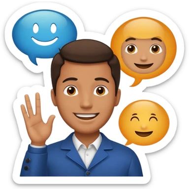 man speaking with a Speech Bubble sticker