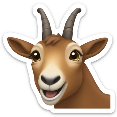 happy smiling brown chamois left hoof pointing up sticker