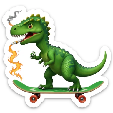 Dinosaur on a skate board smoking sticker