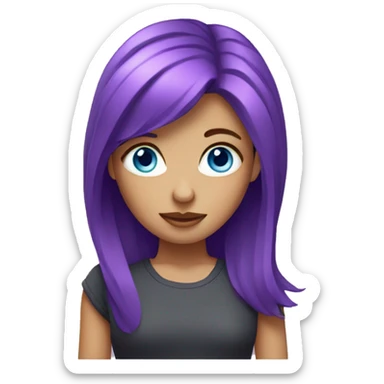 Girl with purple hair and blue eyes sticker