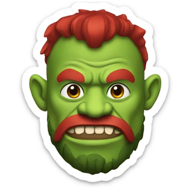 green orc with red beard and red mohican sticker
