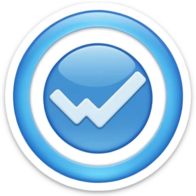 Blue circle with irregularities on it on it is boundaries and it should have a white tick no face sticker