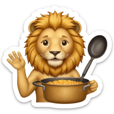 Lion holding up a pan sticker