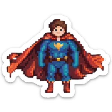 superhero with flowing cape sticker