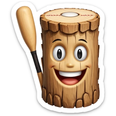 Make a wood with a smiley face and a baseball baton sticker
