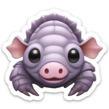 Lavender gray Pig armadillo isopod lobster shrimp pig armadillo darth Vader face sticker