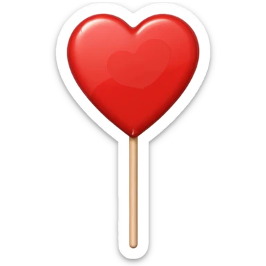 red heart-shaped lollipop on a stick sticker