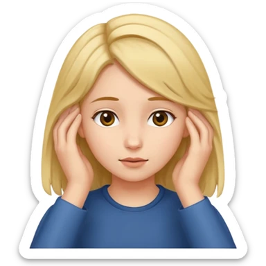 girl tucking hair behind her ear sticker