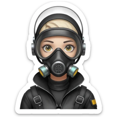 cyberpunk gasmask girl programmer buzzcut  sticker